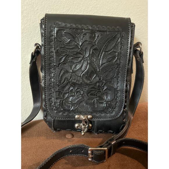 Leather embossed crossbody bag - Picture 1 of 4